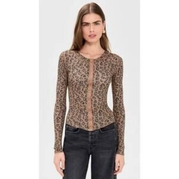 NEW FREE PEOPLE going places printed cardigan in Animal Print XL Stretch Snaps❣ - Picture 7 of 11